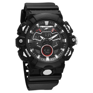 SF Analog Digital Black Dial PU Strap Watch For Men