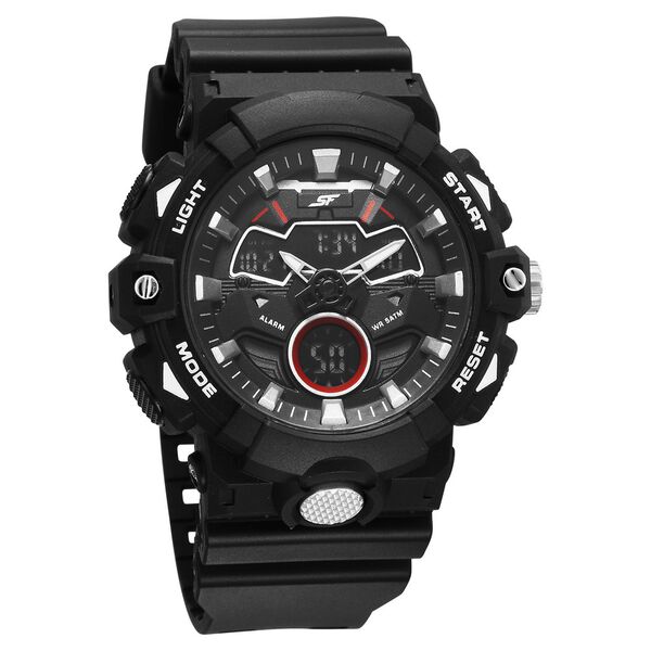 SF Analog Digital Black Dial PU Strap Watch For Men - image number 0