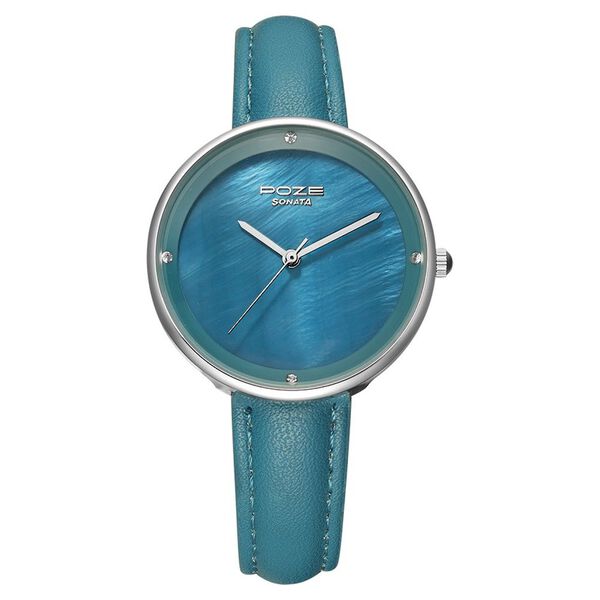Poze by Sonata Quartz Analog Blue Dial PU Leather Strap Watch for Women - image number 0