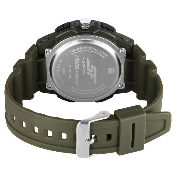 SF Maverick Quartz Digital Ana Digi Black Dial PU Strap Watch For Men - image number 3