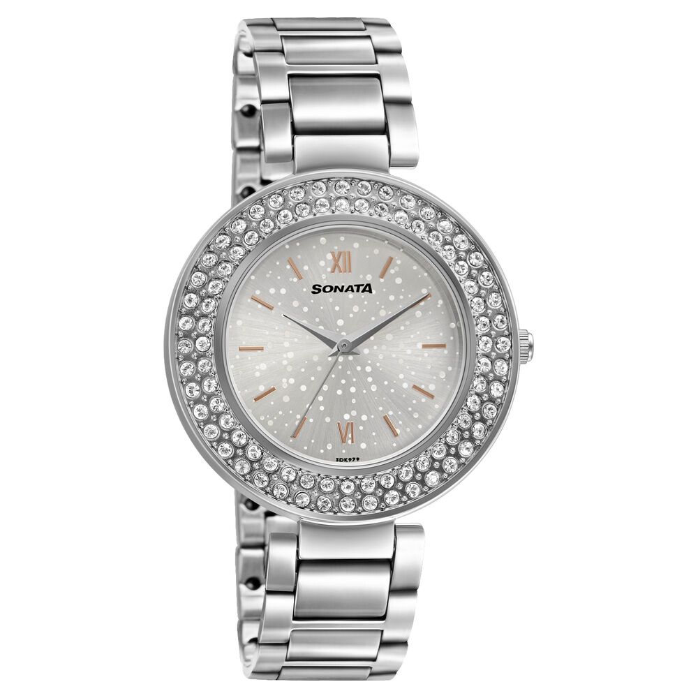 Buy Online Sonata Blush It Up Silver Dial Women Watch With Stainless Steel Strap 87033sm01 Sonata