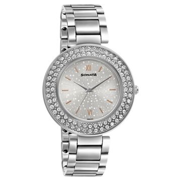 Sonata Blush It Up Silver Dial Women Watch With Stainless Steel Strap