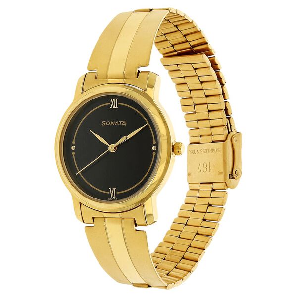 Sonata Quartz Analog Black Dial Stainless Steel Strap Watch for Men - image number 1