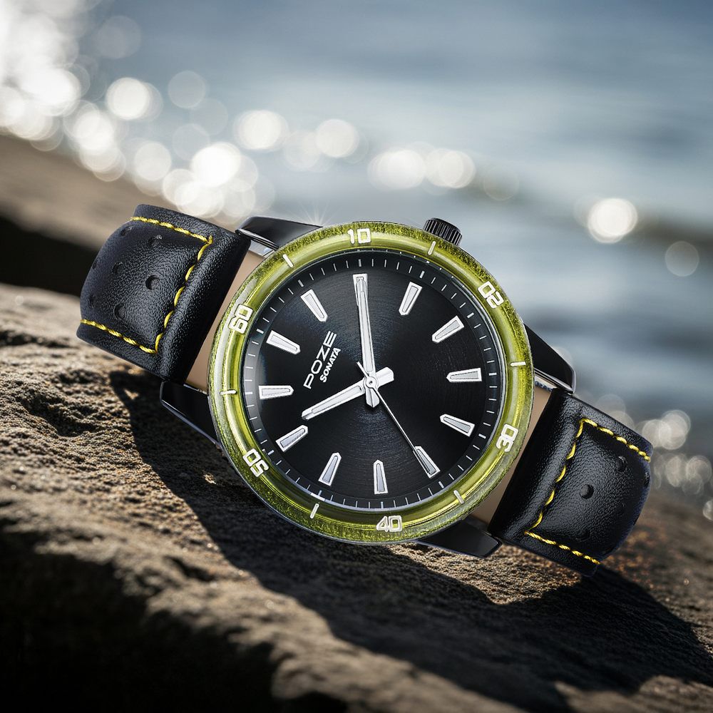 SoLa ② Buy Online Poze By Sonata Quartz Analog Black Dial Two Toned