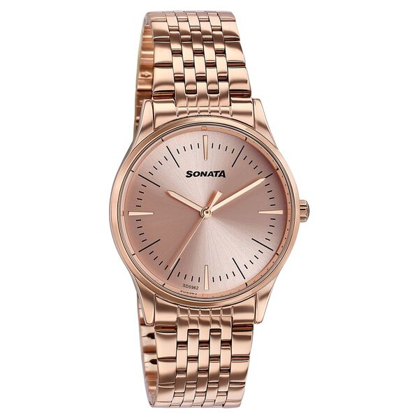 Sonata Verve Quartz Analog Rose Gold Dial Rose Gold Metal Strap Watch For Women - image number 1