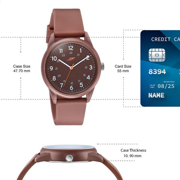 Sonata SF Field watch Quartz Analog Brown Dial Brown Silicone Strap Watch For Men - image number 3