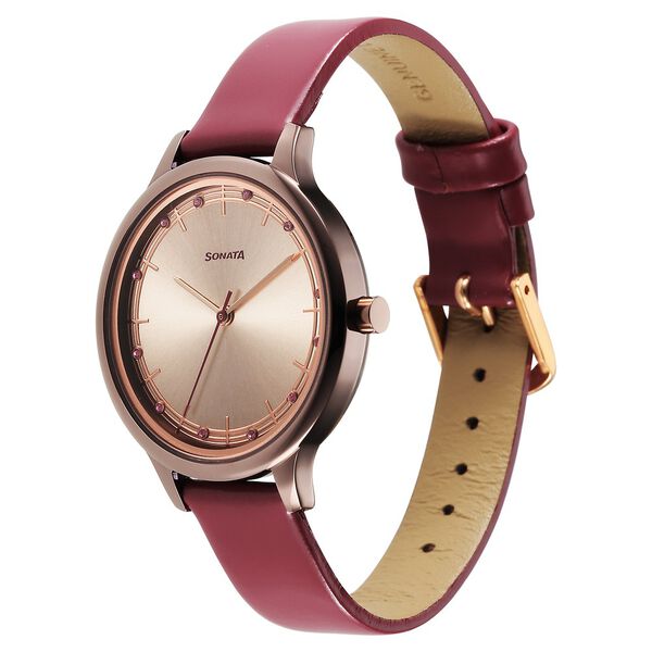 Sonata Blush Quartz Analog Brown dial Leather Strap Watch for Women - image number 1