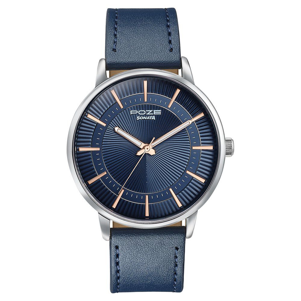 TAUJAN×the GazettE AOI/Pulse-07-Premium- Buy Online Sonata Poze Quartz Analog Blue Dial Blue Leather Strap