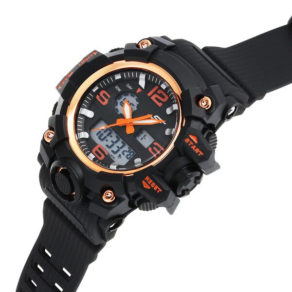 SF Sparq Quartz Digital Analog Digital Black Round Round Shaped Dial Black PU Strap Watch For Men - image number 1