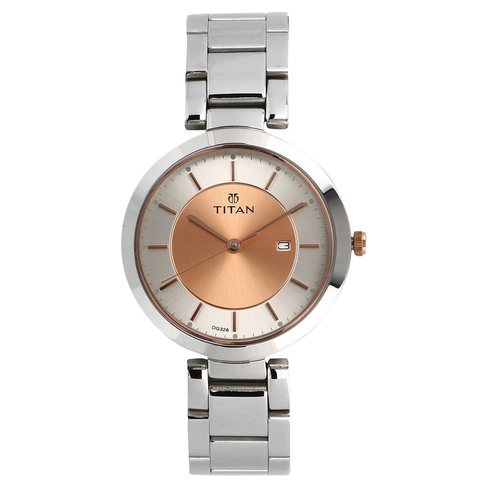 Titan womens analogue metallic watch cheap
