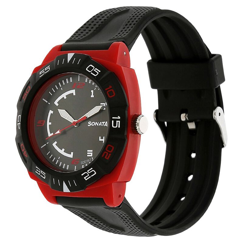 SF Quartz Analog Black Dial Plastic Strap Watch for Men - image number 1
