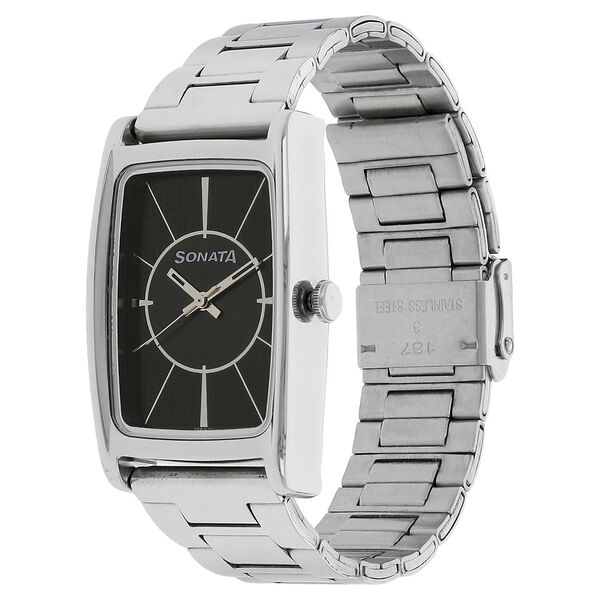 Sonata Quartz Analog Black Dial Stainless Steel Strap Watch for Men - image number 1