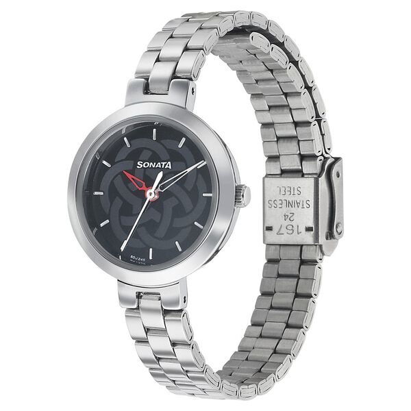 Sonata Quartz Analog Black Dial Stainless Steel Strap Watch for Women - image number 1