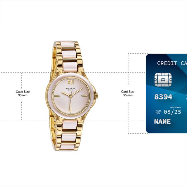 Poze By Sonata Quartz Analog Pink Dial Two Toned Metal & Plastic Strap Watch For Women - image number 3