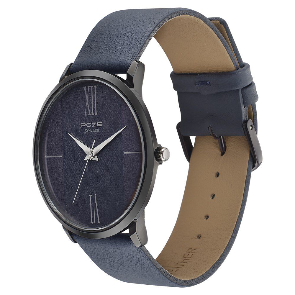 Buy Online Poze by Sonata Quartz Analog Blue Dial Leather Strap