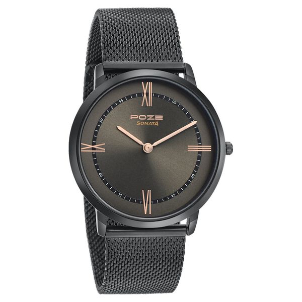 Sonata Poze Quartz Analog Grey Dial Metal Strap Watch for Men - image number 0