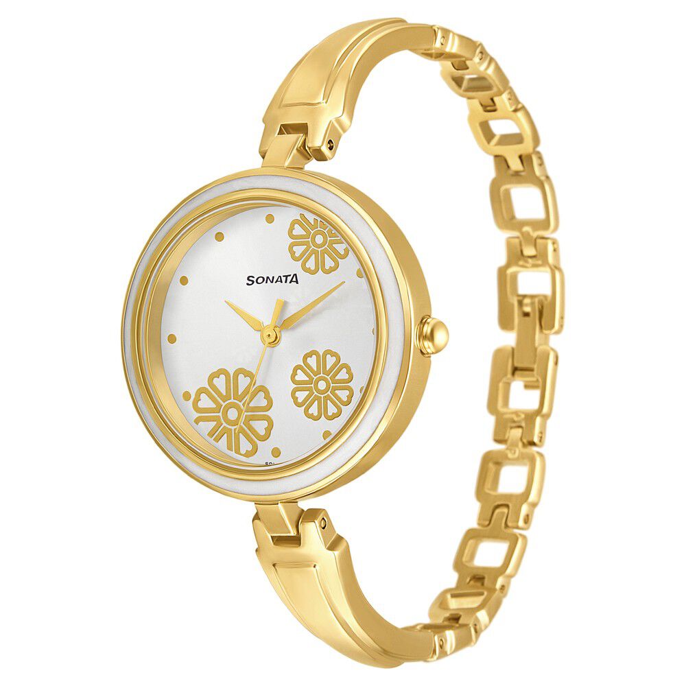 Buy Online Sonata Wedding Silver Dial Women Watch With Metal Strap 8166ym01 p Sonata