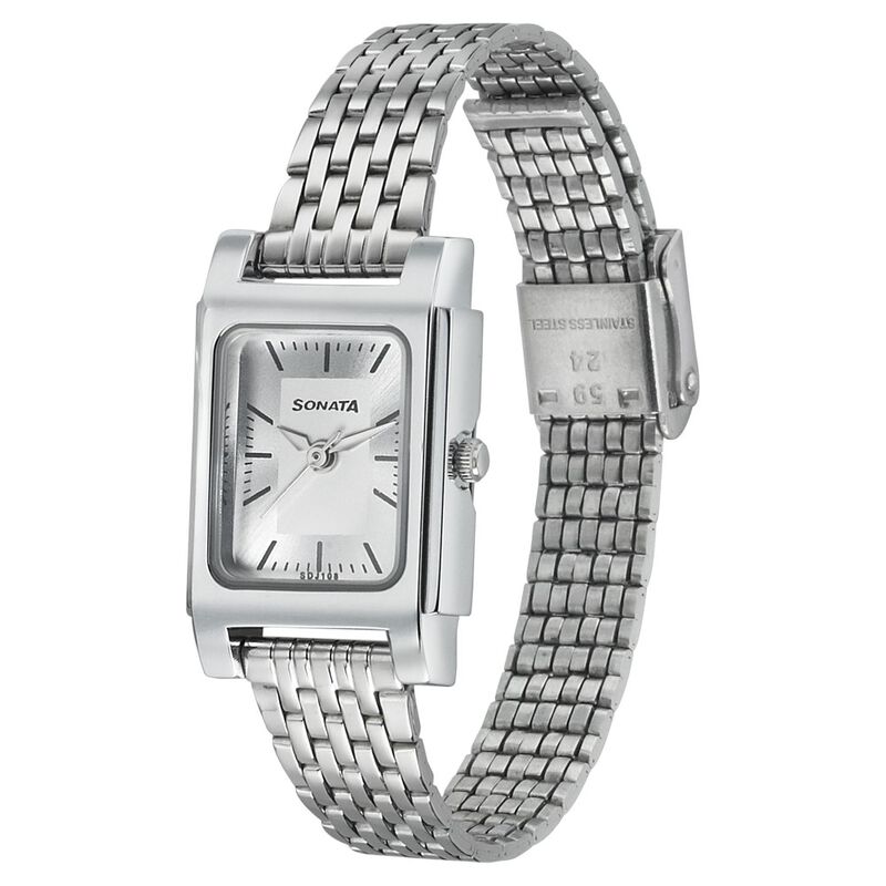 Sonata Essentials Silver Dial Women Watch With Stainless Steel Strap