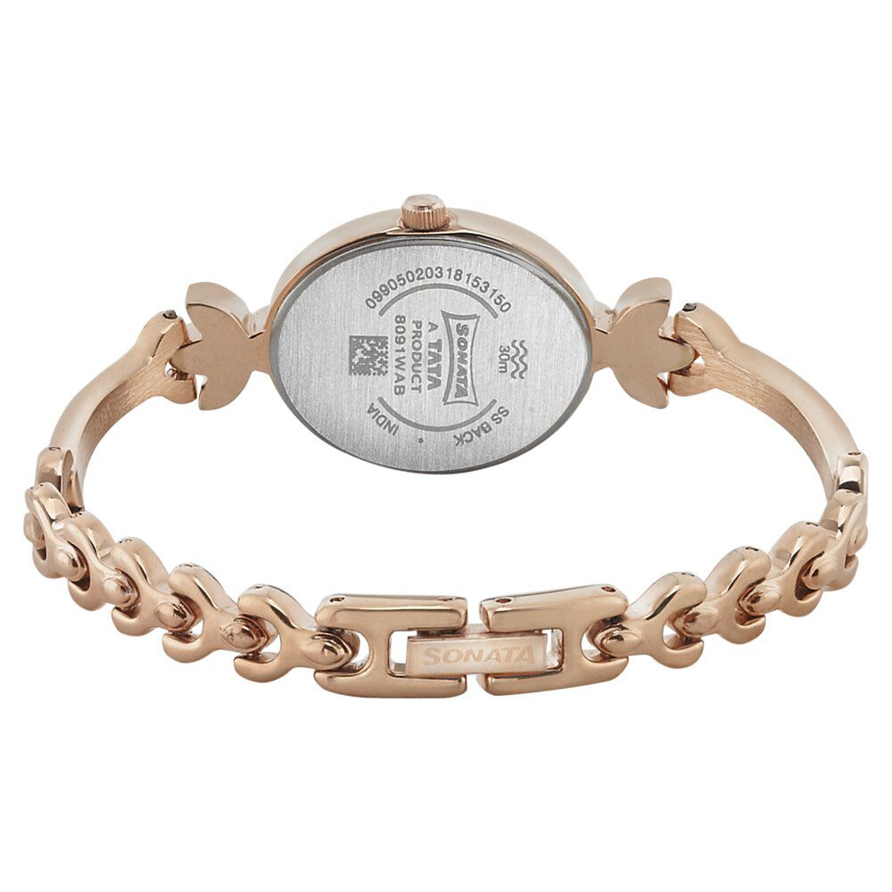 Buy Online Sonata Blush Silver Dial Women Watch With Metal Strap ns8091wm01 Sonata