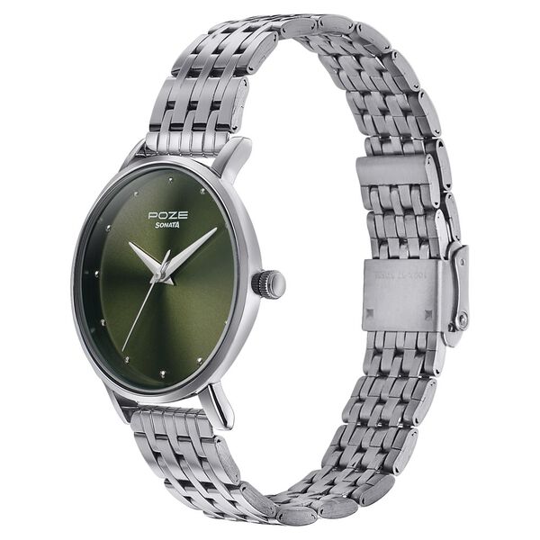 Sonata Poze Quartz Analog Green Dial Metal Strap Watch for Women - image number 2