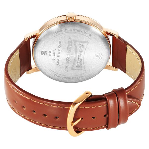 Sonata Utsav Quartz Analog Silver Dial Leather Strap Watch for Men - image number 3