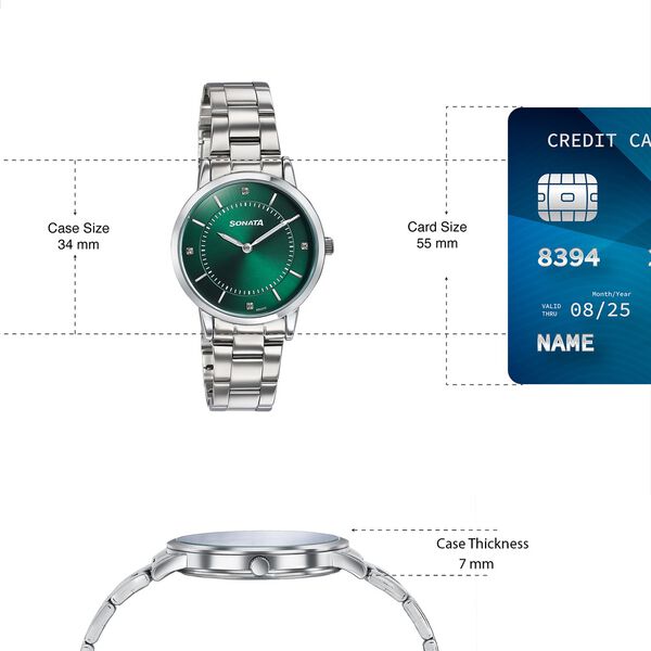 Sonata Soulmates Forest Green Dial Couple Watch - image number 3