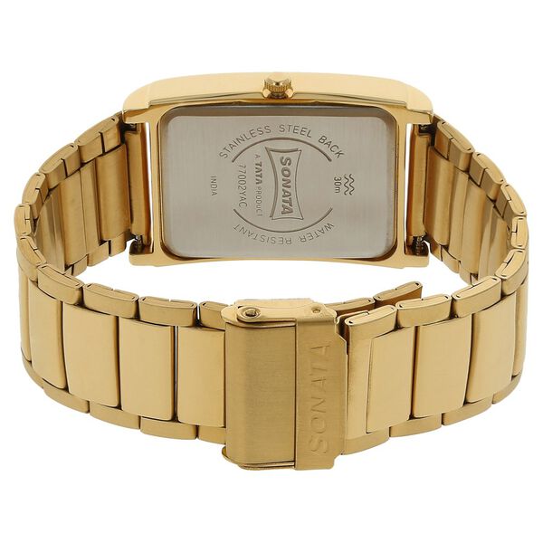 Sonata Quartz Analog with Day and Date Champagne Dial Stainless Steel Strap Watch for Men - image number 3