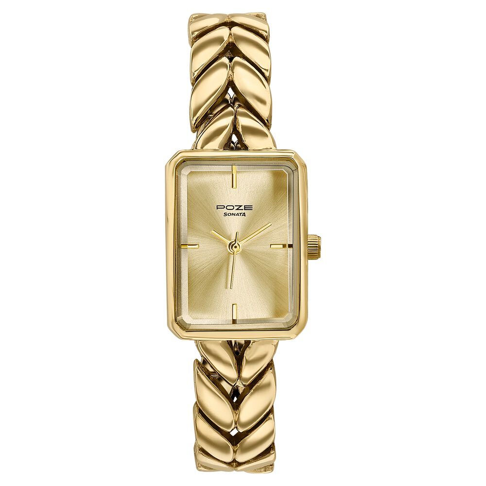 たまみ　1001 Buy Online Poze By Sonata Quartz Analog Golden Dial Gold Metal