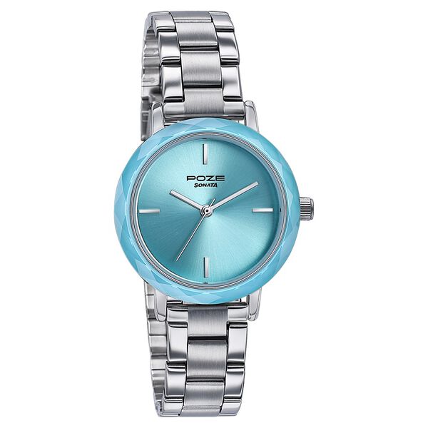 Sonata Poze Quartz Analog Blue Dial Stainless Steel Strap Watch For Women - image number 2