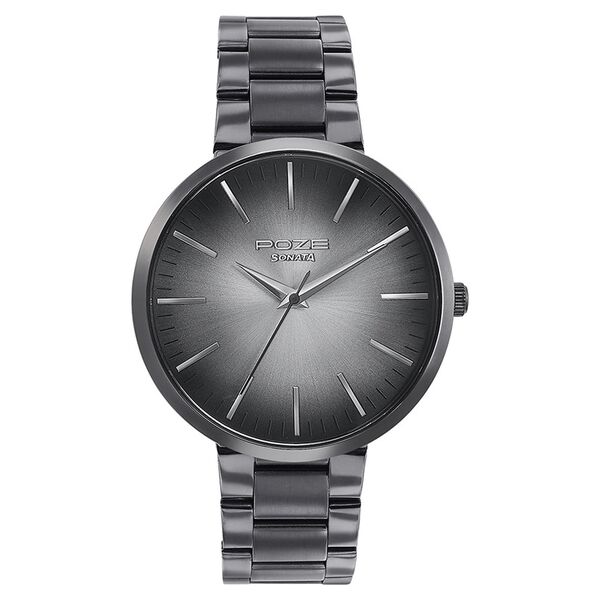 Sonata Poze Quartz Analog Grey Dial Metal Strap Watch for Men - image number 1