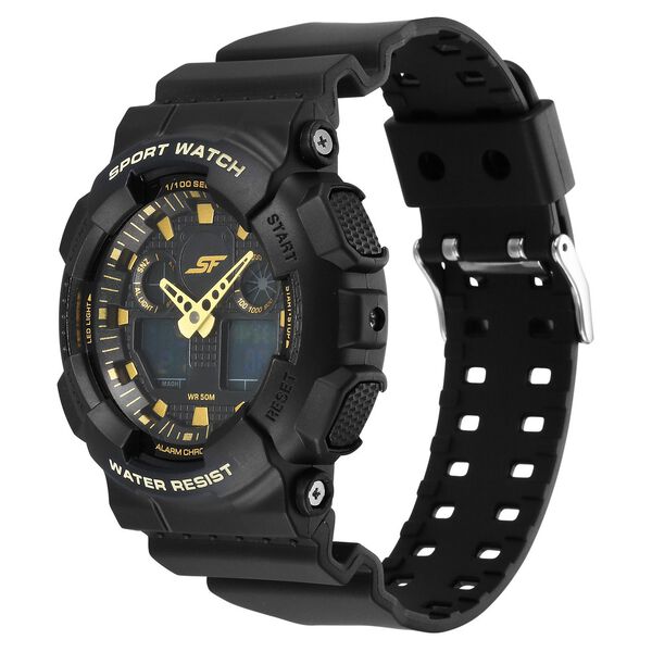 SF Vigour Quartz Digital Analog Digital Black Dial With Black Color Plastic Strap Watch For Unisex - image number 2