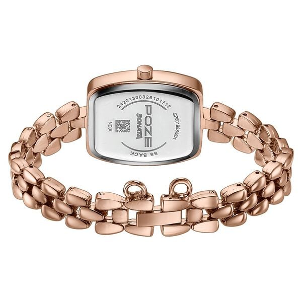 Poze Poze Quartz Analog Silver Dial Rose Gold Metal Strap Watch For Women - image number 6