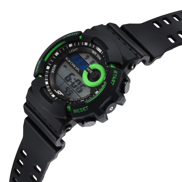 SF Digital Round Dial Black PU Strap Watch For Men - image number 2