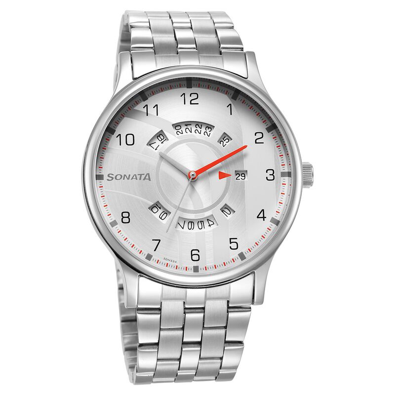 Sonata RPM Silver Dial Stainless Steel Strap Watch for Men - image number 0