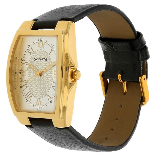 Sonata Quartz Analog White Dial Leather Strap Watch for Men - image number 1