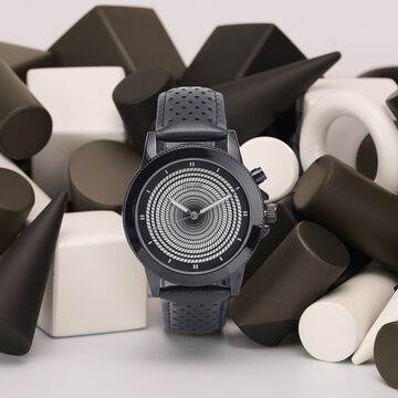 Poze By Sonata Quartz Analog Black Dial Black PU Leather Strap Watch For Men