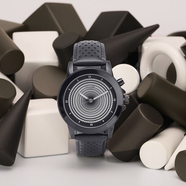 Poze By Sonata Quartz Analog Black Dial Black PU Leather Strap Watch For Men - image number 0