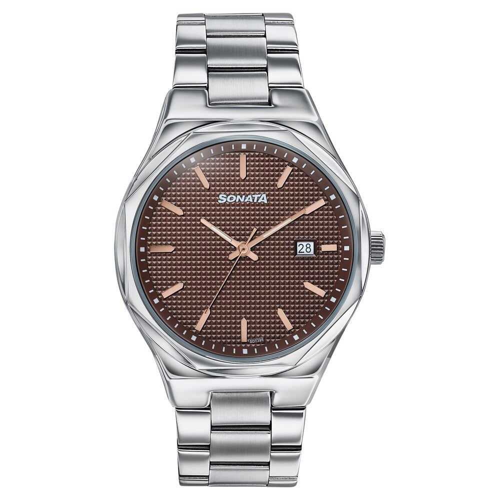 Sonata Jashn Quartz Analog Grey Dial Silver Metal Strap Watch For Men-image-46