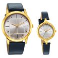 Sonata Quartz Analog Silver Dial Leather Strap Watch for Couple - image number 0