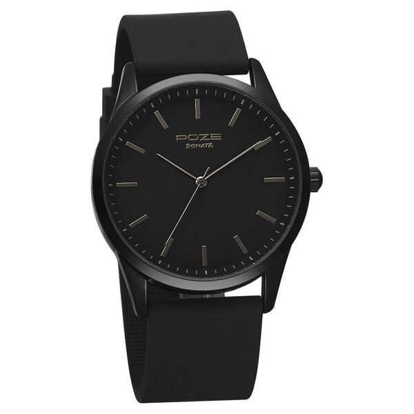 Poze by Sonata Quartz Analog Black Dial Silicone Strap Watch for Men - image number 1