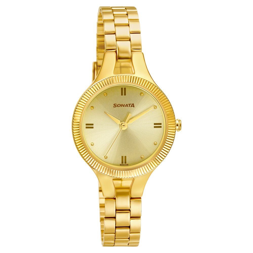 Sonata gold watch for ladies 2025