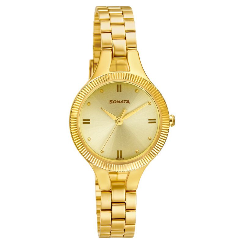 Buy Online Sonata Gold Edit Champagne Dial Women Watch With