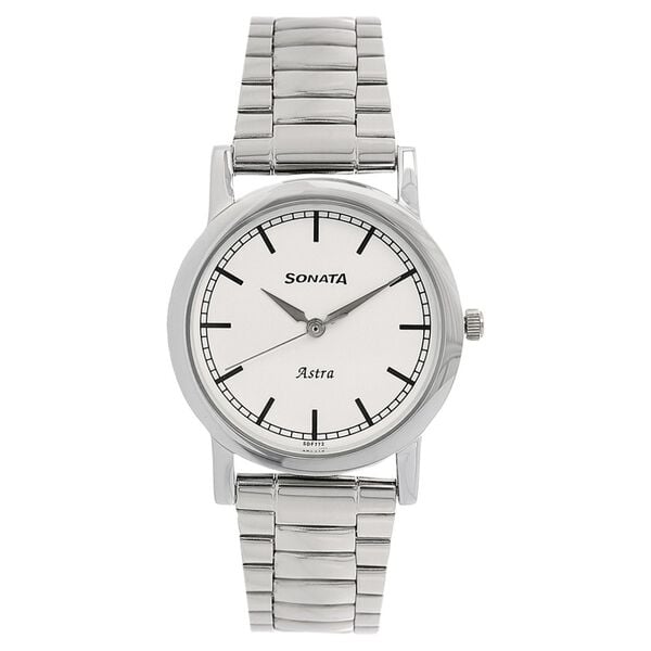 Sonata Quartz Analog White Dial Stainless Steel Strap Watch for Men - image number 0