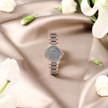 Poze By Sonata Quartz Analog Grey Dial Two Toned Metal & Plastic Strap Watch For Women