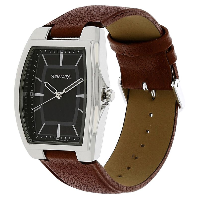 Sonata Quartz Analog Brown Dial Leather Strap Watch for Men - image number 1
