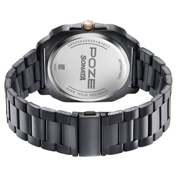 Sonata Poze Quartz Analog Black Dial Black Metal Strap Watch For Men - image number 6