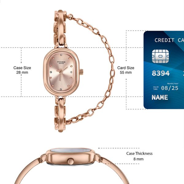 Poze By Sonata Quartz Analog Pink Dial Rose Gold Metal Strap Watch For Women - image number 3