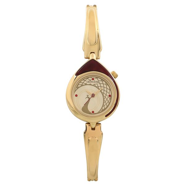 Sonata Quartz Analog Golden Dial Metal Strap Watch for Women - image number 0