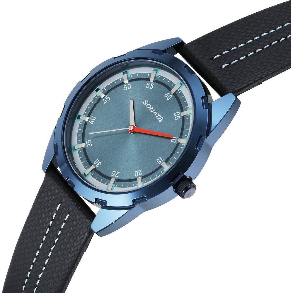 Sonata analog blue deals dial men's watch