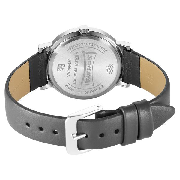 Sonata Essentials Grey Dial Leather Strap Watch for Women - image number 3